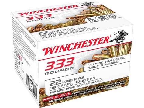 Winchester Ammo 22 Long Rifle 36 Grain Plated Lead Hollow