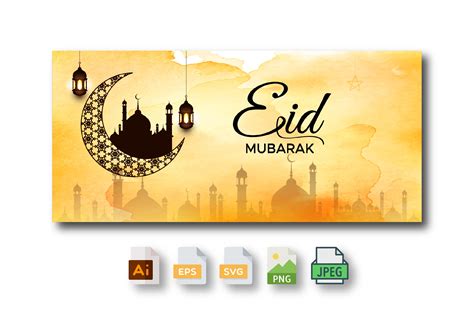 Eid Mubarak Banner Background Gráfico Por Ss Graphic Studio · Creative