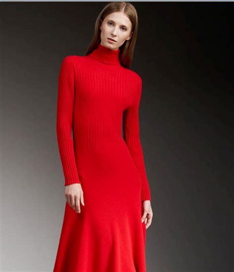 Red Turtleneck Dress Natalie