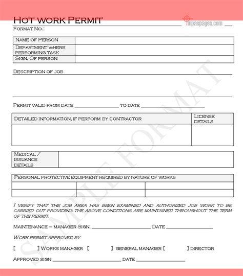 Printable Hot Work Permit Template Word Printable Tem Vrogue Co