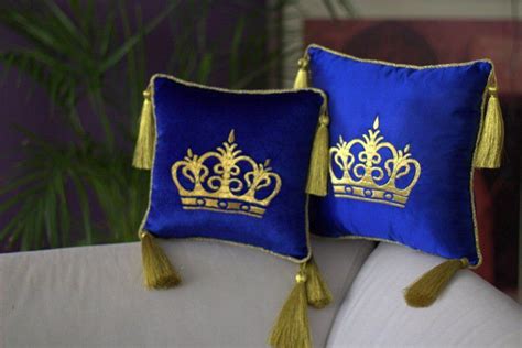 Royal Pillow With Golden Tassel Crown Embroideredstand Pillow Display