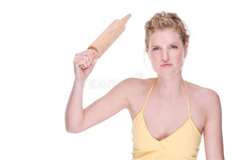 Woman With Rolling Pin Stock Image Image Of Service