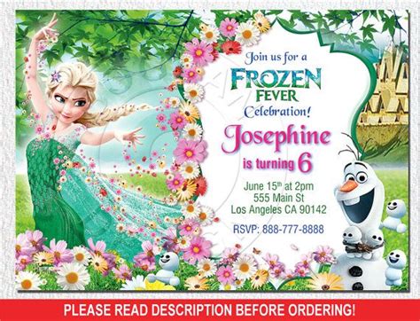 Frozen Fever Invitation By Bogdandesign On Etsy Festa Frozen Festa