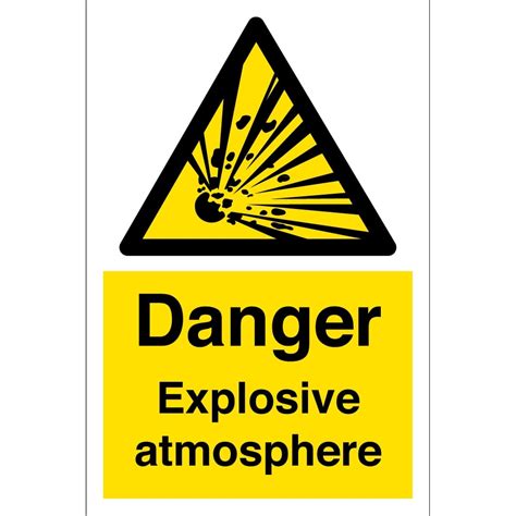 Keep things simple by spreading signs out within an area to avoid clustering them. Danger Explosive Atmosphere Safety Signs - from Key Signs UK