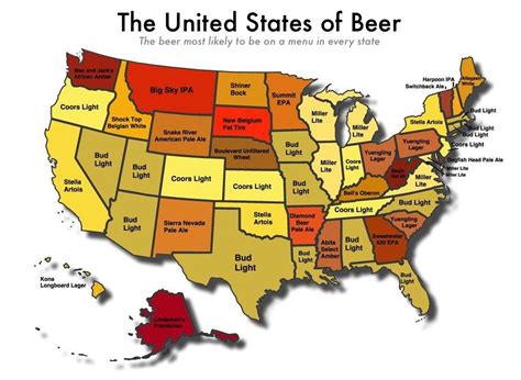 The Map Of The Most Popular Beers On Menus In Each State