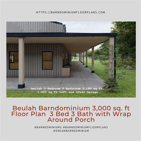 Beulah Barndominium 3000 Sq Ft Floor Plan With Wrap Around Porch