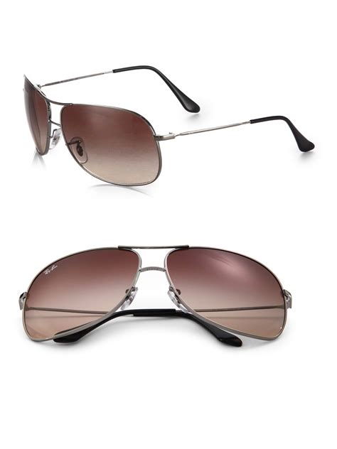 Lyst Ray Ban Aviator Square Wrap Sunglasses In Gray