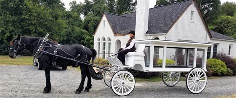 Black Horse With White Antique Eclosed Funeral Carriage Southern