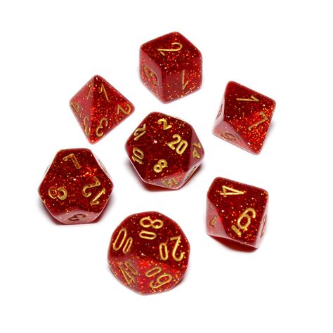 Glitter Polyhedral Dice Set Ruby Dice Game Depot