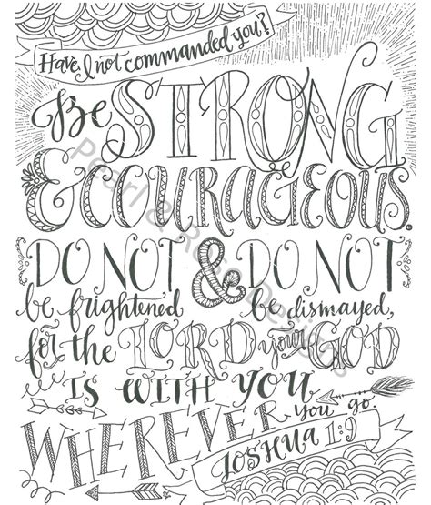 Adult Coloring Page Joshua 1:9 Be Strong And Courageous