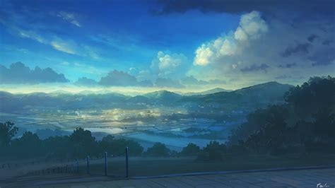 Download 3840x2160 Anime Landscape Scenery Clouds Wallpapers For Uhd