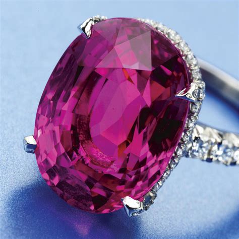 Pink Sapphire And Diamond Ring The Oval Sapphire Weighing 1716 Carats