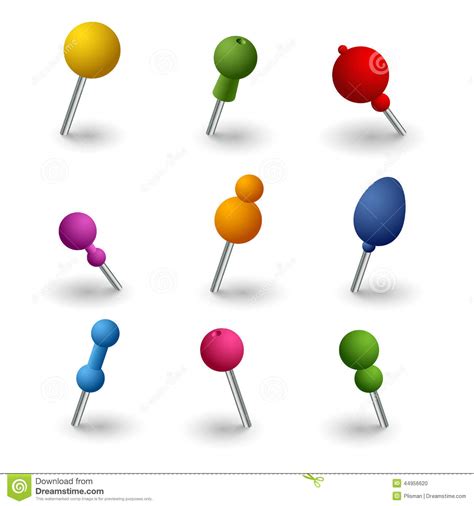 Set Colored Round Pins Web Elements Stock Vector Illustration Of