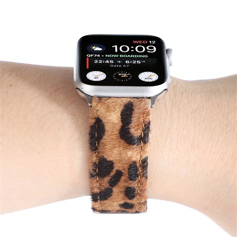 Horsehair Fluffy Leopard Print Leather Watch Strap For Apple Watch