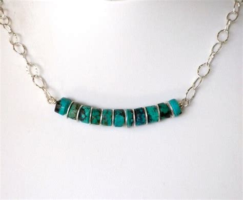 Items Similar To Natural Turquoise Heishi Beads And Hammered Sterling