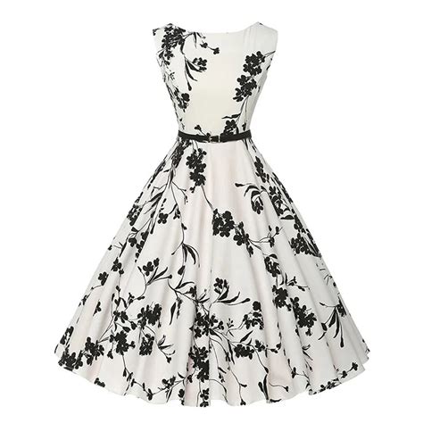 2018 vintage dress floral print 1950s style elegant party dress belt sashes summer dress