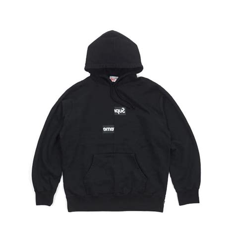 supreme supreme comme des garcons split box logo hooded sweatshirt black streetwear official