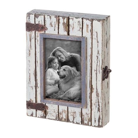 White 4 x 6 inch Decorative Distressed Wood Shadow Box Picture Frame
