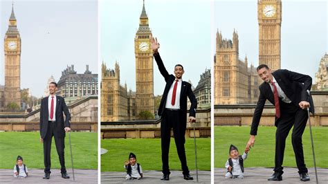 The Tallest Man Meets The Smallest Man For Guinness World Records Day Itv News Scoopnest