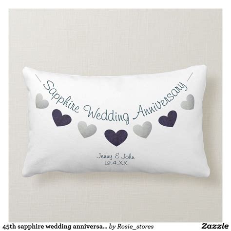 45th 65th Sapphire Wedding Anniversary Bunting Lumbar Cushion Zazzle