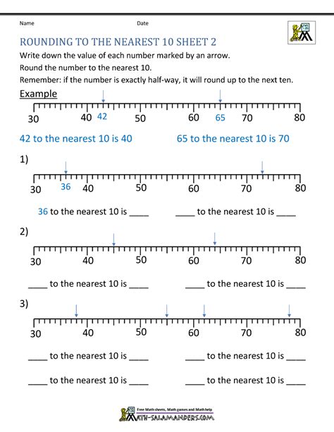 Round Two-digit Numbers To The Nearest Ten Math Worksheets