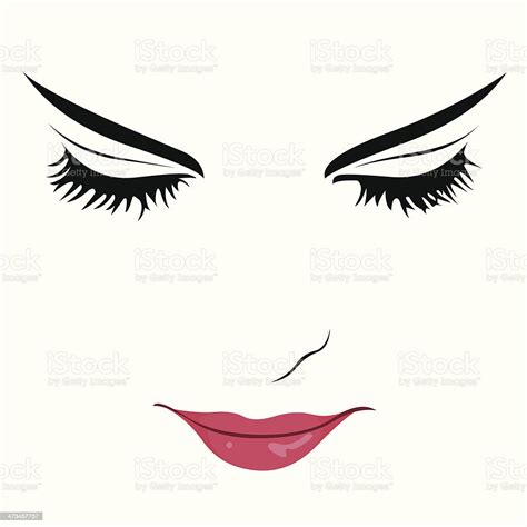 Beautiful Woman With Eyes Closed Vector Stock Vector Art 473457757 Istock