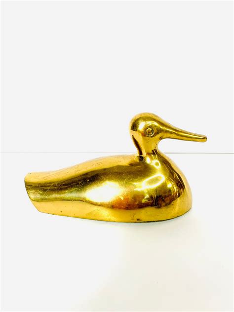 Vintage Mid Century Brass Duck