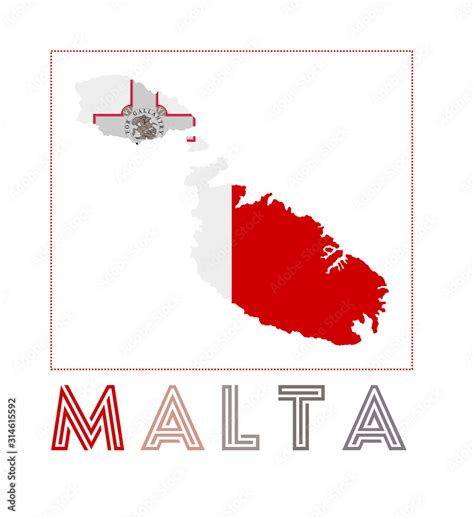 Vecteur Stock Malta Logo Map Of Malta With Island Name And Flag