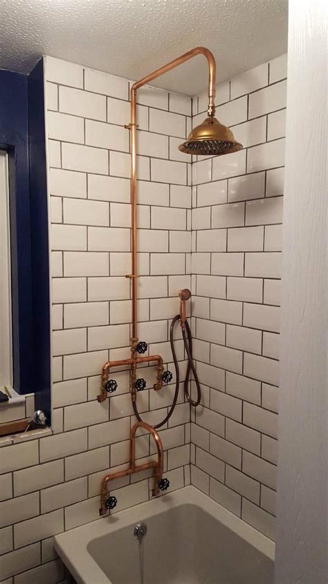 Copper Pipe Shower And Flexible Hose Etsy Rustic Bathroom Designs