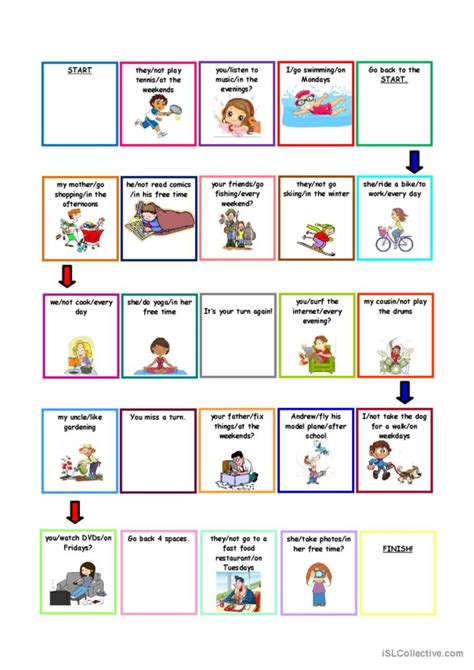 Present Simple Boardgame General Gra English Esl Worksheets Pdf And Doc