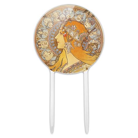 Acrylic Zodiac Alphonse Mucha Art Nouveau Cake Topper Party Decoration