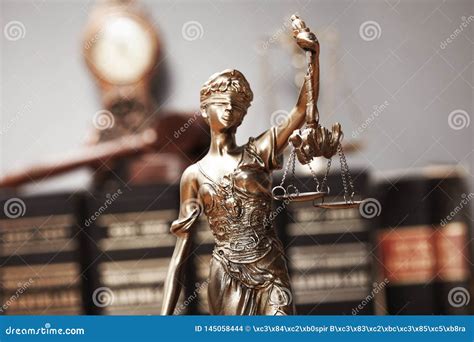 Blindfolded Lady Justice Or Justitia Wide Banner Background Stock