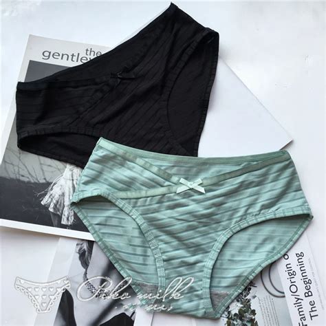 Spandcity New Cross Design Striped Ice Silk Seamless Underwear Women Sexy Bow Cute Panties Sex