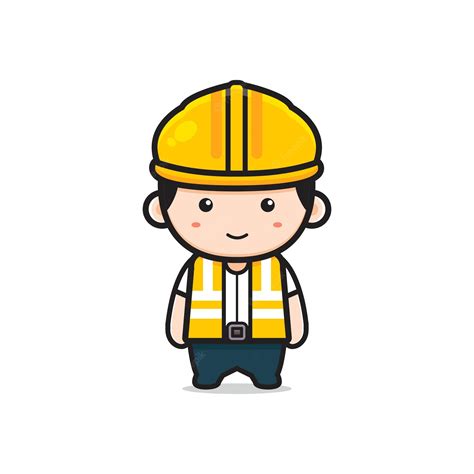 Premium Vector Cute Engineer Character Cartoon Icon Illustration