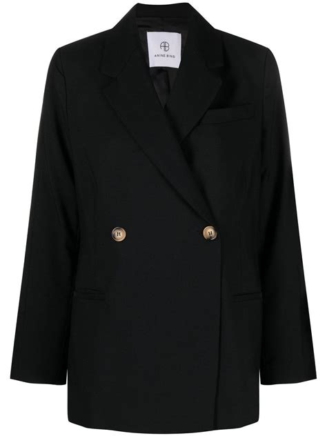 Anine Bing Notched Lapel Double Breasted Blazer Farfetch