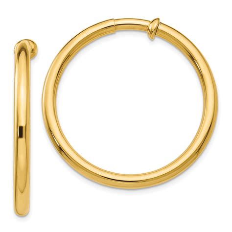 14k Yellow Gold Non Pierced Clip On Hoop Earrings Ear Hoops Set Fine Jewelry For Women Ts For