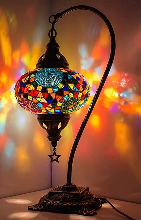 Demmex Colors Turkish Moroccan Mosaic Table Lamp Swan Neck