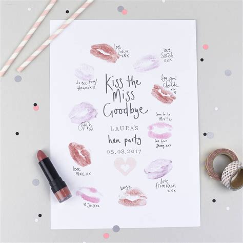 Personalised Hen Party T Kiss Print By Tandem Green Hen Party Ts Personalized