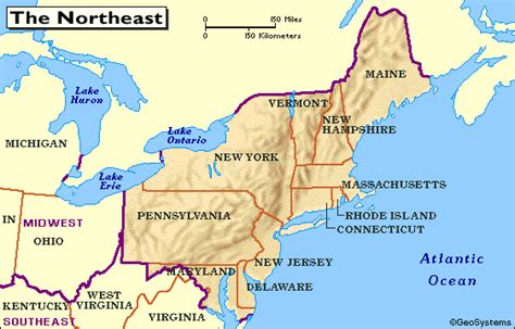 United States Northeast Region Map Tourist Map Of English