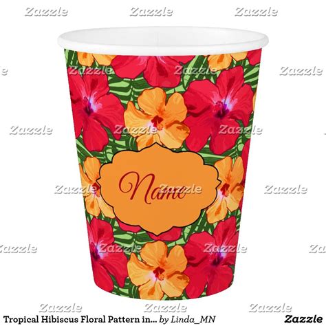 Covering greetings cards, gift wrap, fabrics, kids design, wallpaper, stationery and more. Tropical #Hibiscus Floral Pattern in Red and Orange Paper ...
