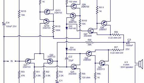Class AB Audio Power Amplifier Schematic Circuit Diagram