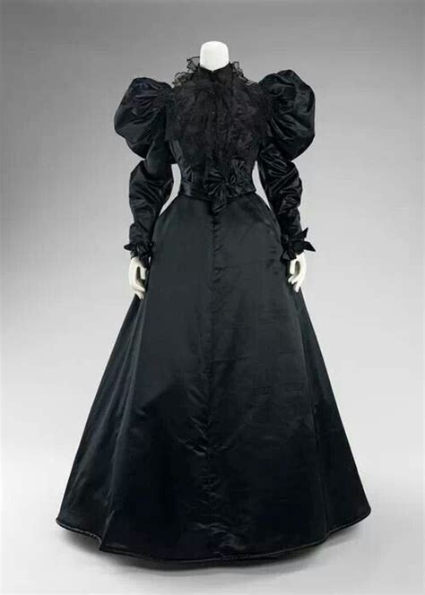 Black Silk Historical Dresses Victorian Dress Edwardian Fashion