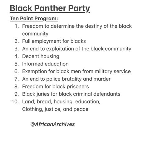 Edo On Twitter Rt Africanarchives The Black Panther Party Outlined A Ten Point Program