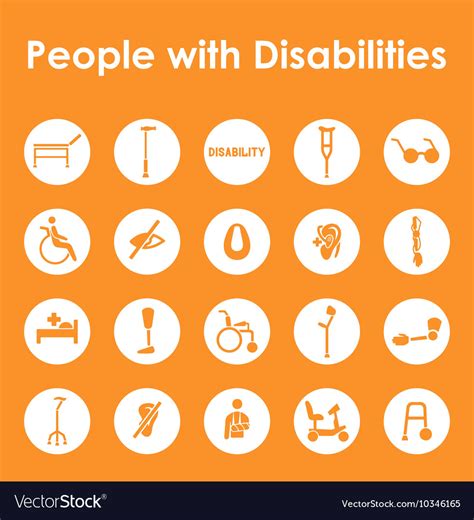 Set Of People With Disabilities Simple Icons Vector Image