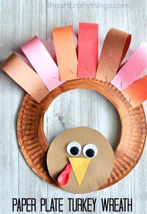 Paper Plate Thanksgiving Turkey Wreath Thanksgiving