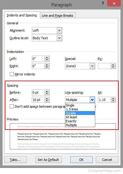 How To Double Space Or Change Line Spacing In Microsoft Word