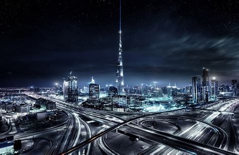Skyscraper Landscape Arab Night Emirates 480p Dubai United