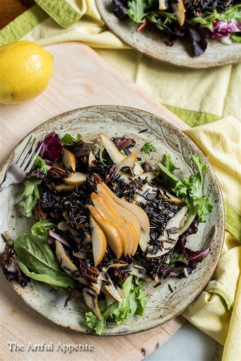 Lemony Wild Rice Pear Salad The Artful Appetite Recipe Vegetarian