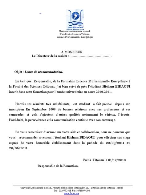 Get 39 Exemple De Lettre De Recommandation Pour Etudiant Licence