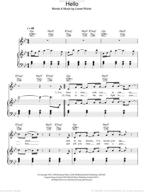 Hello Lionel Richie Piano Chords Sheet And Chords Collection
